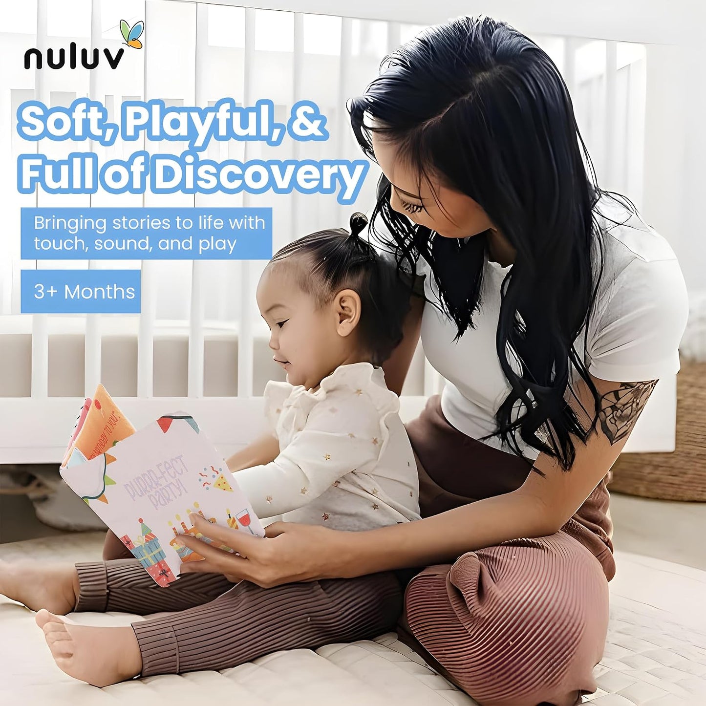 Infant Perfect Party Playbook - Squeaker and Rattle Cloth Book Enable Joyful Sounds for Baby 3 Months+, Multicolor