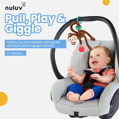 Jittery Monkey Baby Toy, Vibrating Plush with Soft Fabric, Hanging Stroller and Crib Toy for Sensory Development, Fun and Engaging Soft, Safe and Non-Toxic, for Babies 3+ Months