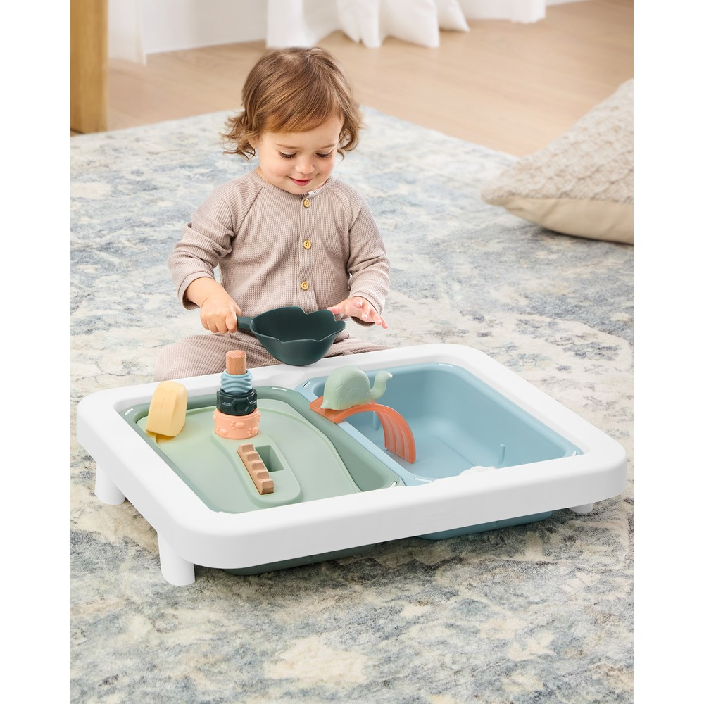 Skip Hop Discoverosity 3-in-1 Toddler Sensory Table for Kids with 13 Nature-Inspired Sensory Tools 8-Page Activity Guide 2 Bins and 2 Convertible lids, Age 18m+