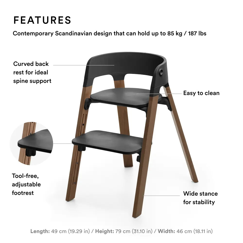 Stokke Steps High Chair - Black Warm Brown
