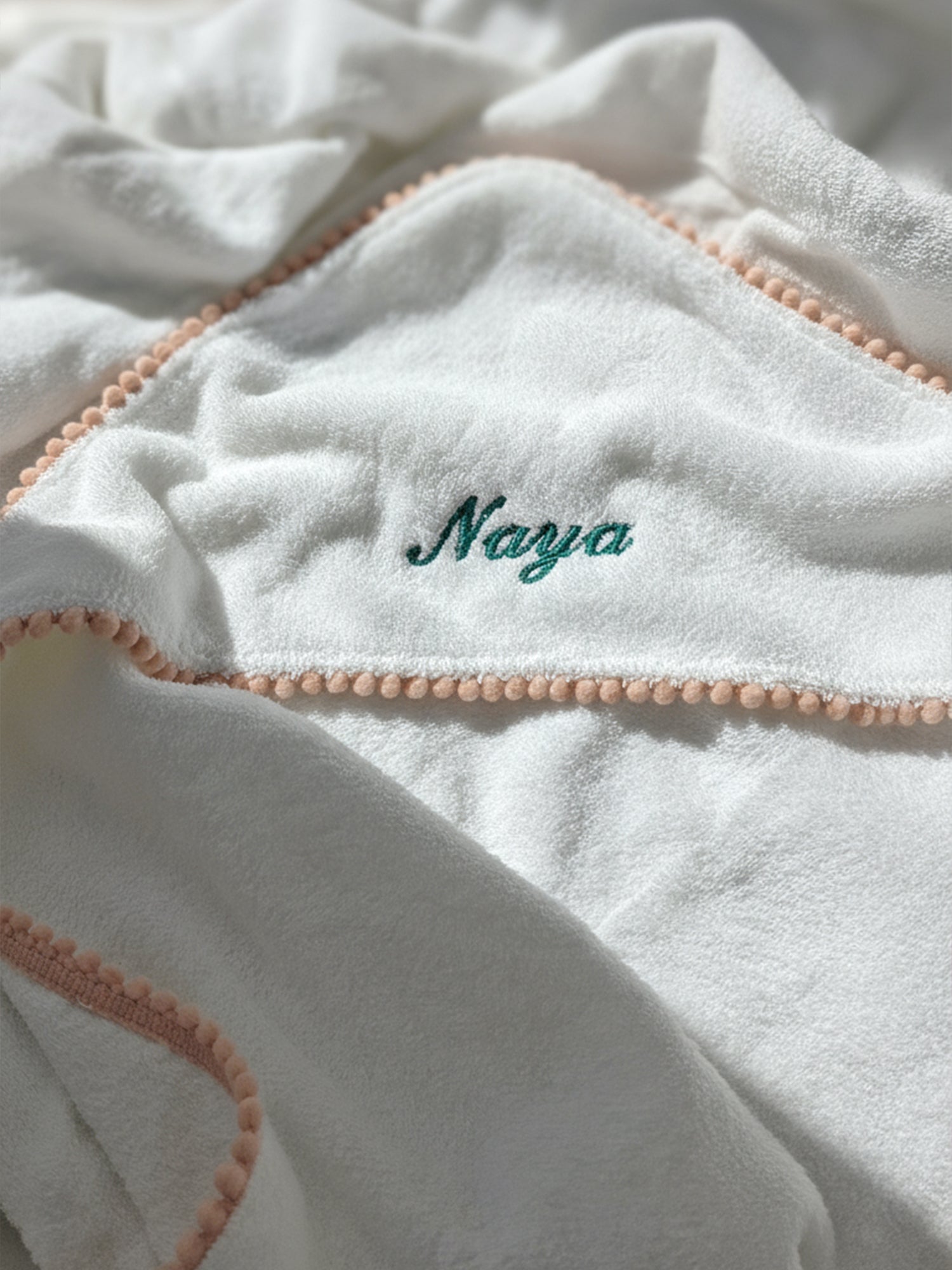 Malabar Baby Bamboo Cotton Pom Pom Hooded Towel