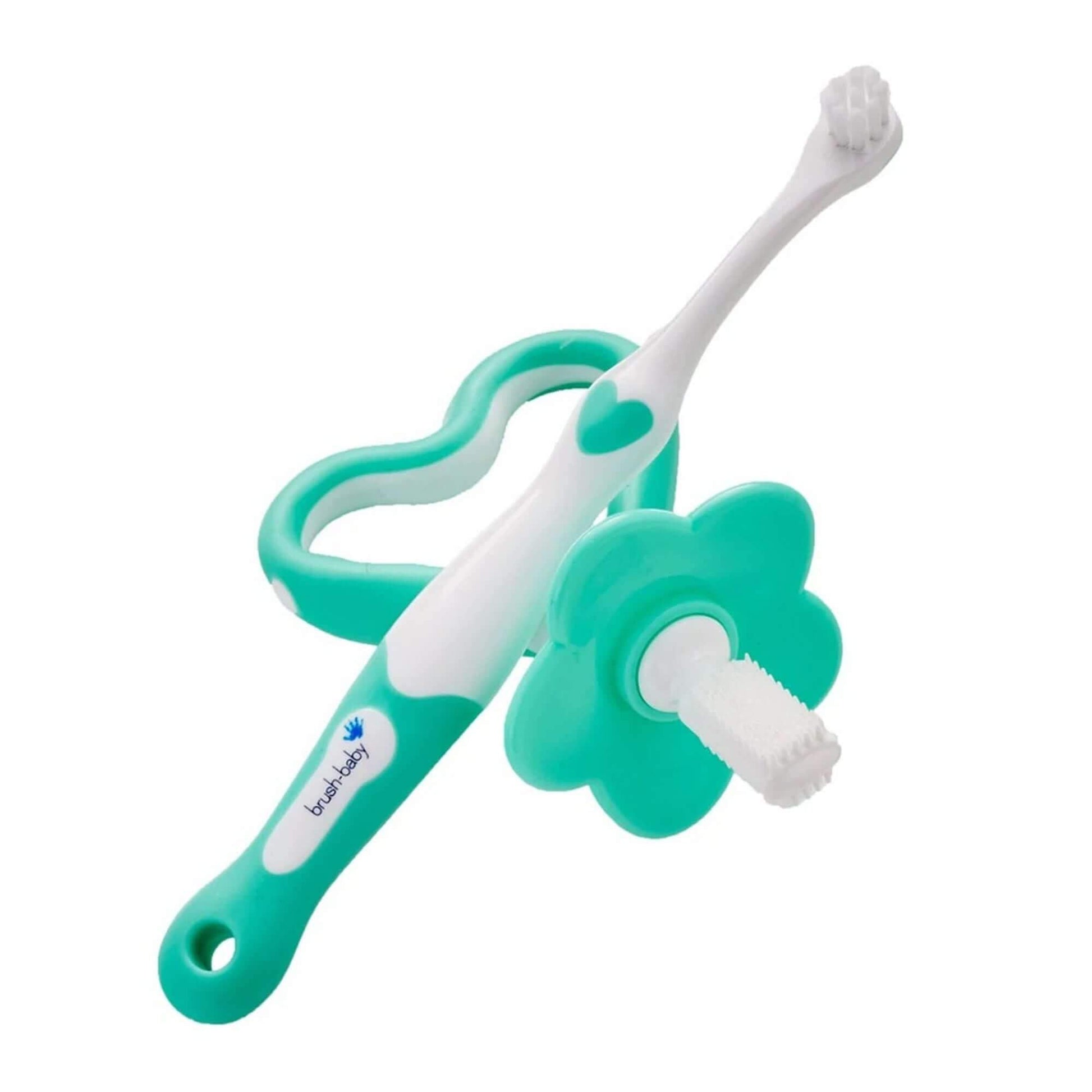 Brush Baby White & Teal My First brush & Teether Set || Birth+ to 18months