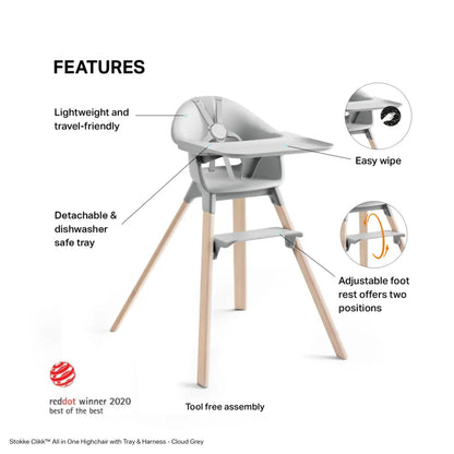 Stokke Clikk High Chair Bamboo - Fjord Blue