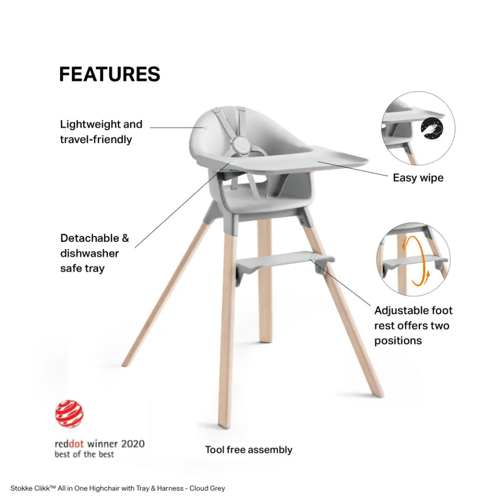 Stokke Clikk High Chair Bamboo - White