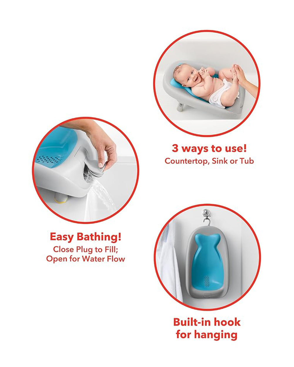 Skip Hop Moby Recline & Rinse Bather,Pack of 1,Blue