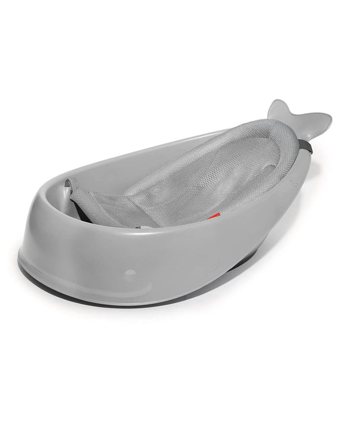 Skip Hop Bath Tub - Moby Smart Sling 3-Stage Tub, PVC-Free, Phthalate-Free, Non Slip Bath Tub for New Born with Drain Plug (Birth to 11Kg, Grey Color), 1 Count (Pack of 1) (235060)