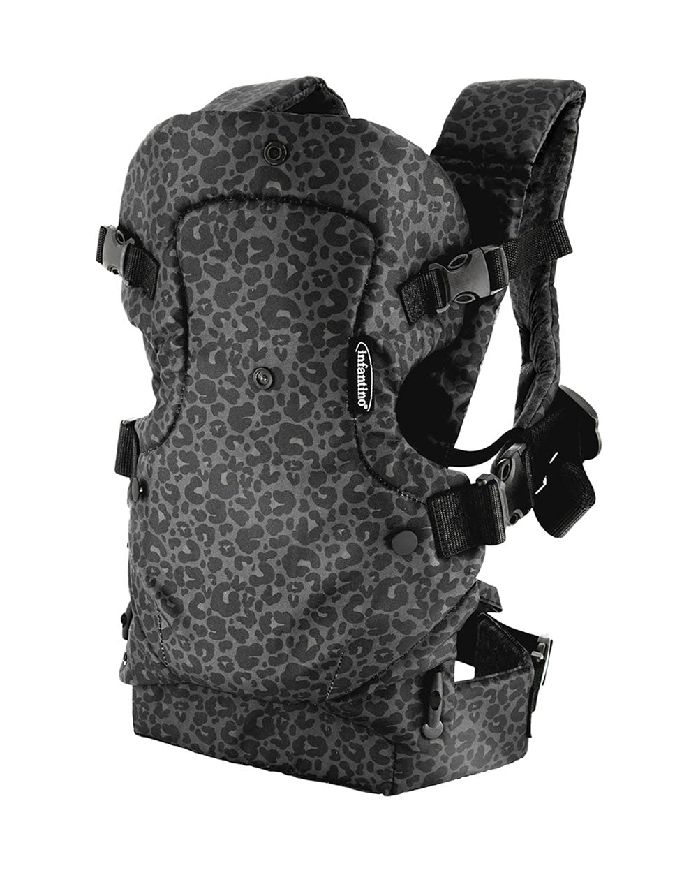 Infantino Flip 4-in-1 Convertible Carrier with Adjustable Ergonomic seat, Head Support, Shoulder Straps, and Waist Belt, 4 Ways to Carry, Can Carry (3.6-14.5 Kgs), Leopard