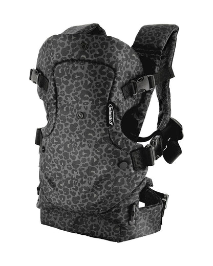Infantino Flip 4-in-1 Convertible Carrier with Adjustable Ergonomic seat, Head Support, Shoulder Straps, and Waist Belt, 4 Ways to Carry, Can Carry (3.6-14.5 Kgs), Leopard