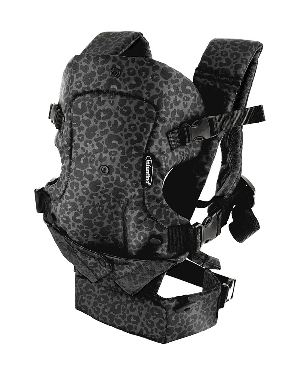Infantino Flip 4-in-1 Convertible Carrier with Adjustable Ergonomic seat, Head Support, Shoulder Straps, and Waist Belt, 4 Ways to Carry, Can Carry (3.6-14.5 Kgs), Leopard