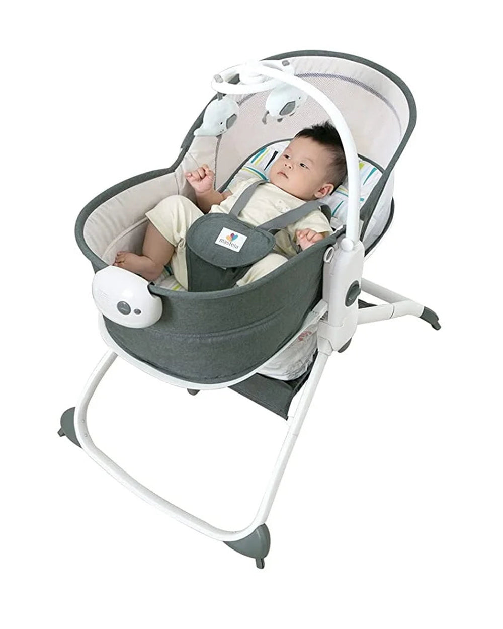 Mastela 6 in 1 Multi-Function Bassinet with 3 Point Harness and 3 Height Adjustment Removable Music and Vibration Unit