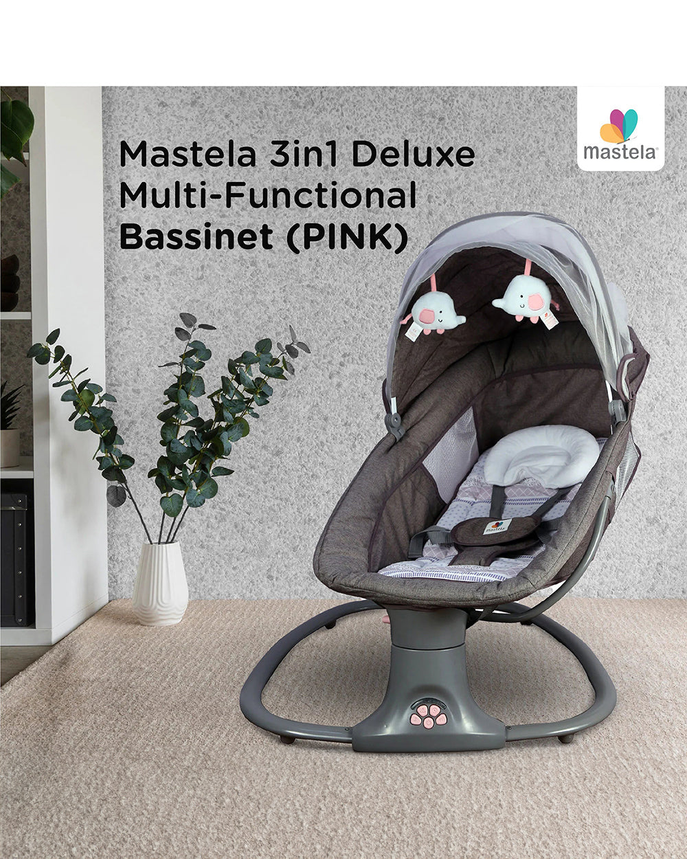 Mastela 3 in 1 Deluxe Multi - Functional Bassinet, 67l x 76w x 81h