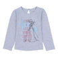 Disney Frozen Round Neck Full Sleeve T-Shirt Leave a Little Sparkle Wherever You Go Glitter Print With Back Keyhole