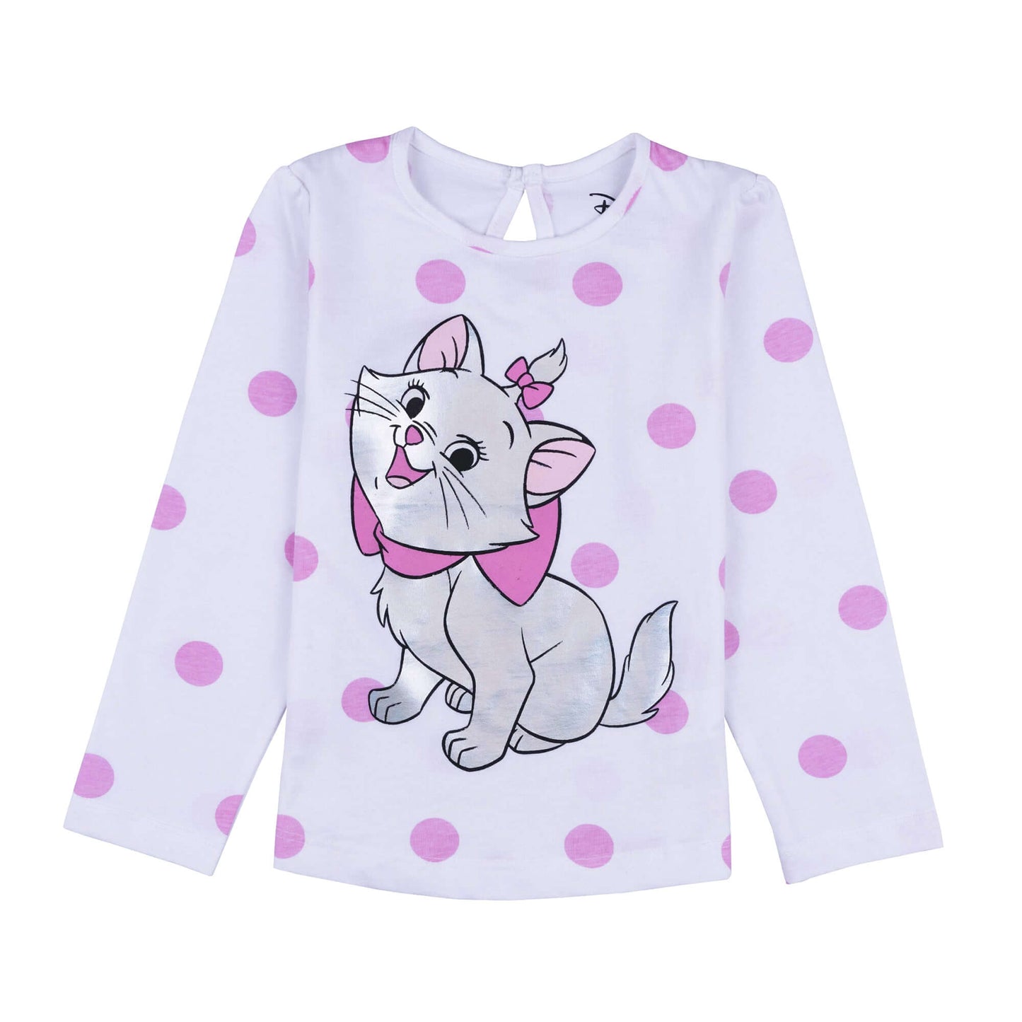 Disney Marie Full Sleeve T-Shirt AOP Polka Dot Printed With Back Keyhole