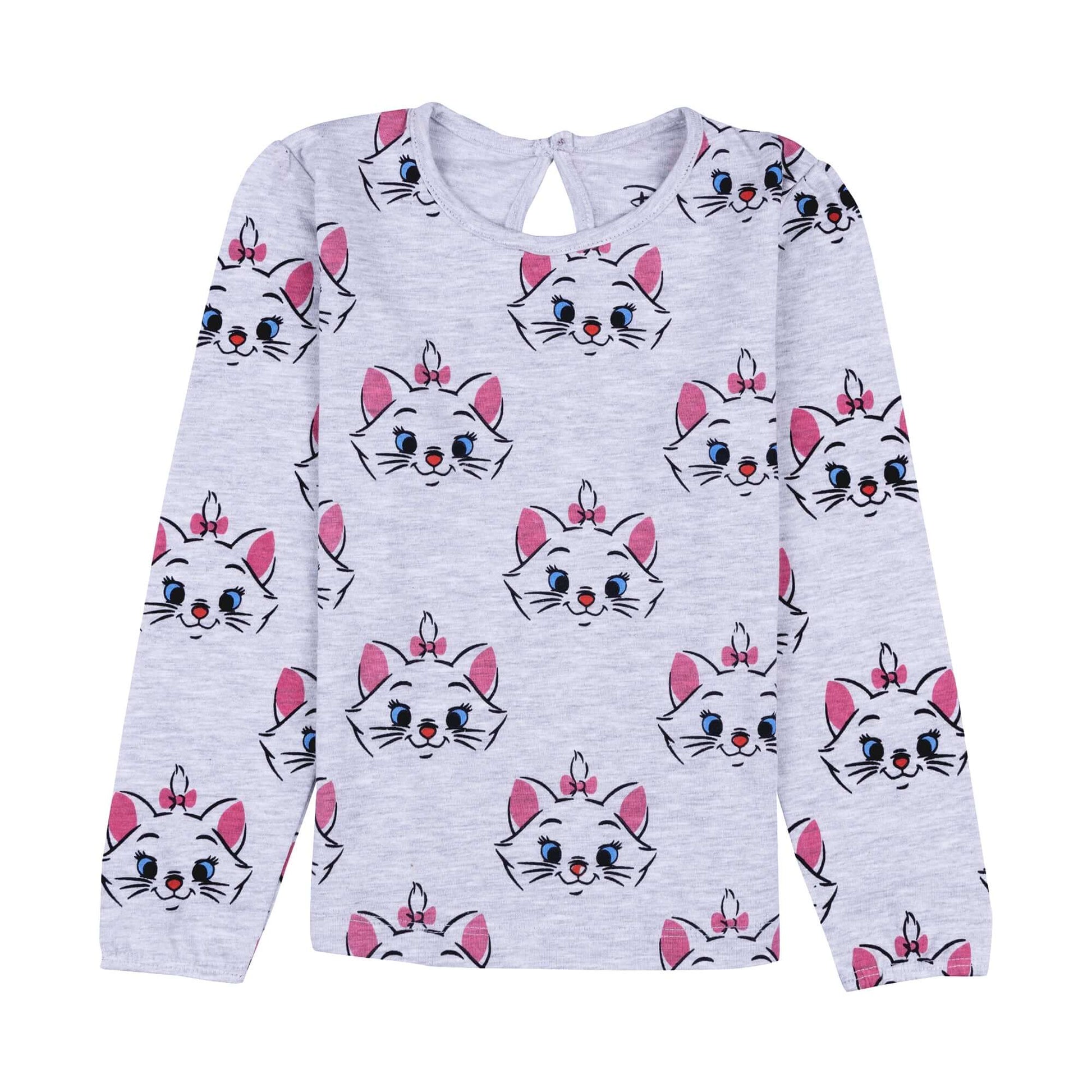 Disney Marie Round Neck AOP Full Sleeve T-Shirt With Back Keyhole and Elasticated Sleeve