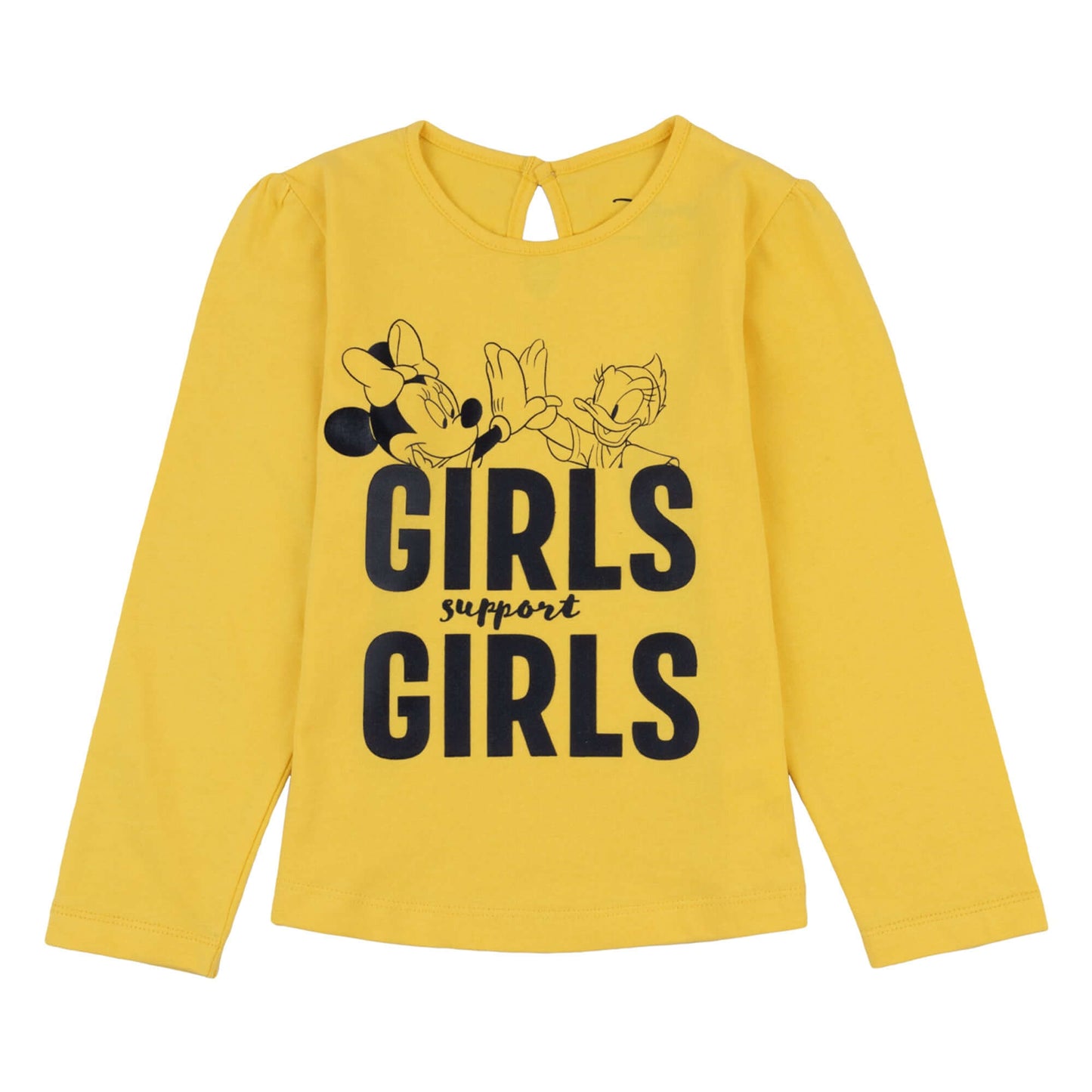Disney Minnie Round Neck "Girls support Girls" Puff Print Full Sleeve T-Shirt With Back Keyhole