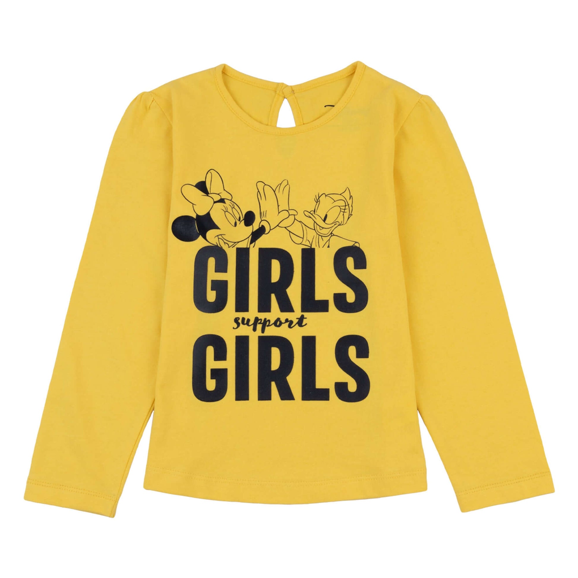 Disney Minnie Round Neck "Girls support Girls" Puff Print Full Sleeve T-Shirt With Back Keyhole