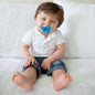 Dr.Brown's Happy Paci Silicone One-Piece Blue Soother || Birth+ to 6months