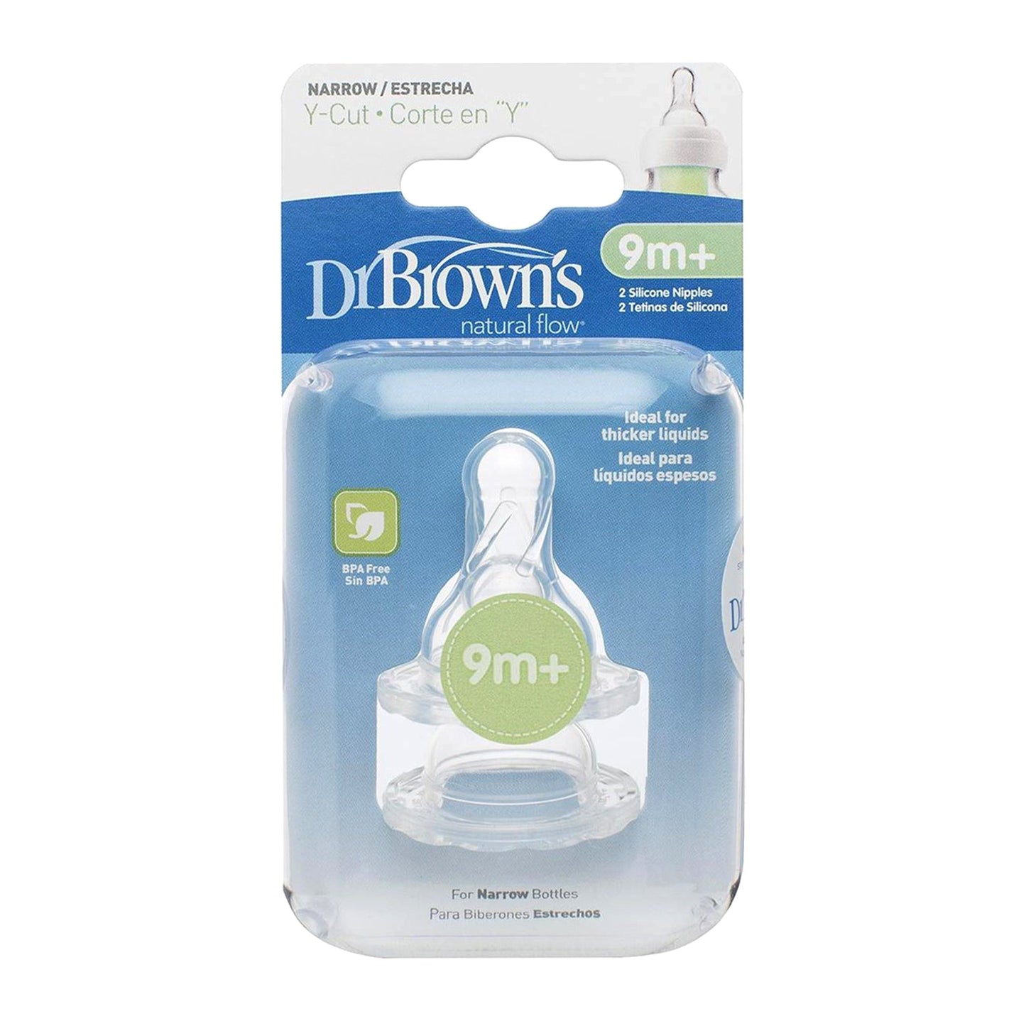 Dr.Brown's Y-Cut Silicone Narrow Nipple, 2-Pack