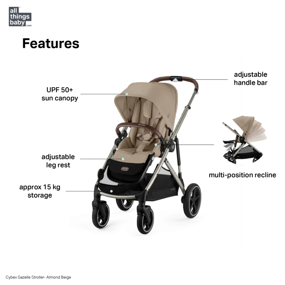 Cybex Gazelle S Stroller - Almond Beige Taupe Frame