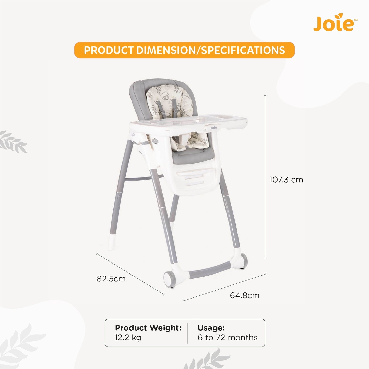 Joie High Chair Multiply 6in1 (6 to 72 Months) Open Box