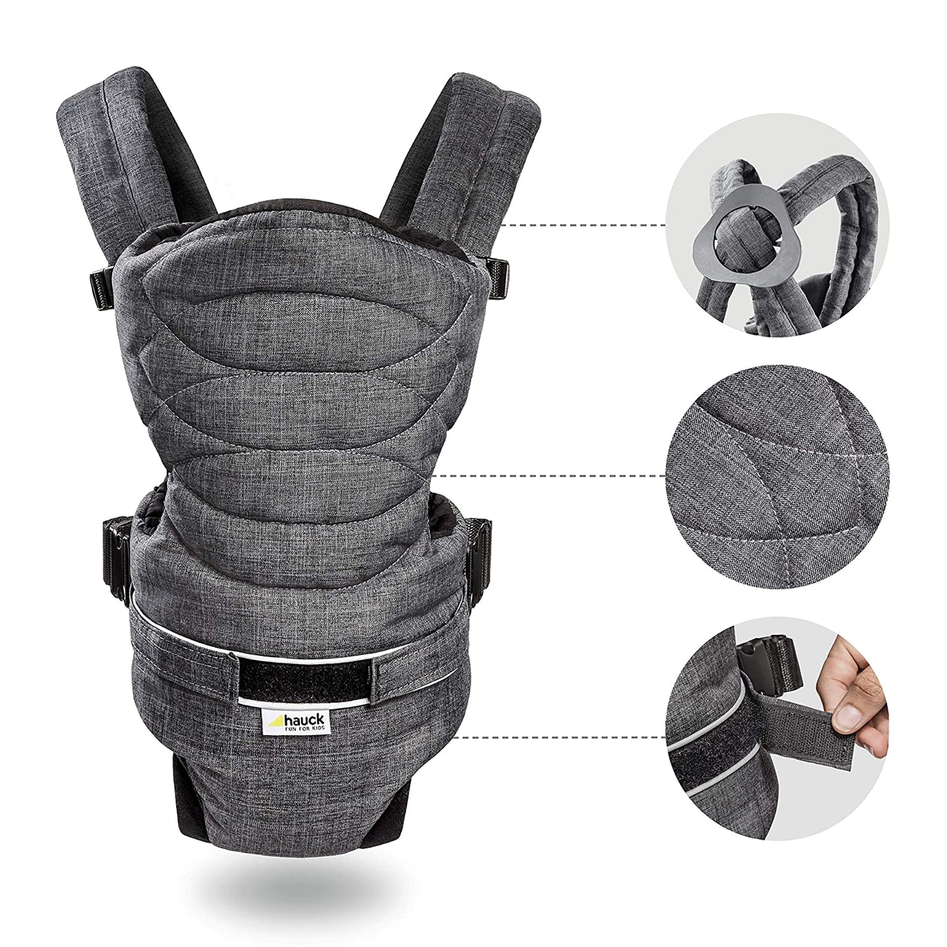 Hauck 2 Way Carrier Baby Carrier Melange Charcoal Birth+ to 9M