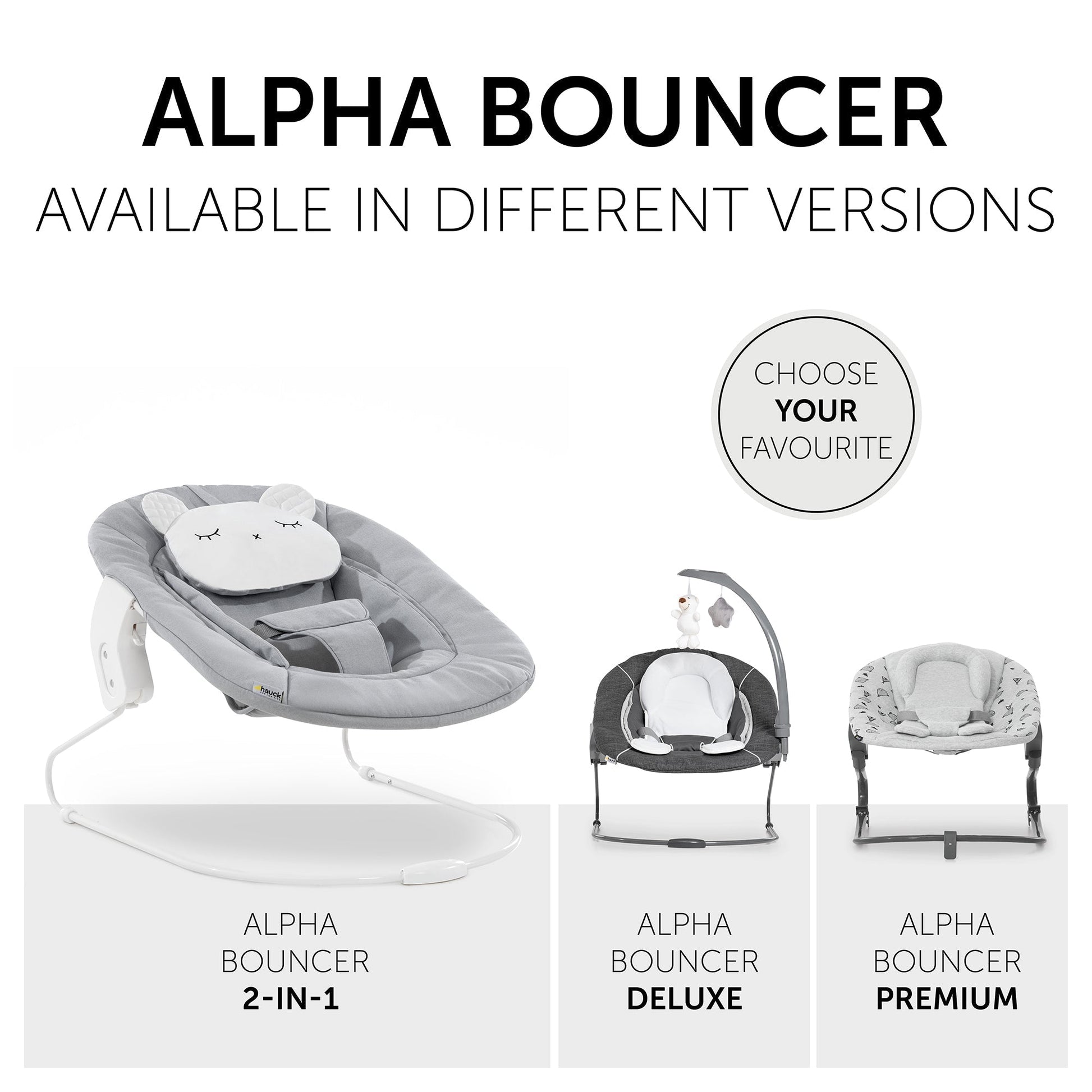 Hauck Alpha Bouncer 2in1 Rocker & Bouncer Light Grey Birth+ to 6 months