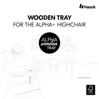 Hauck Alpha Wooden Tray T&G Accessories White 6M to 36M