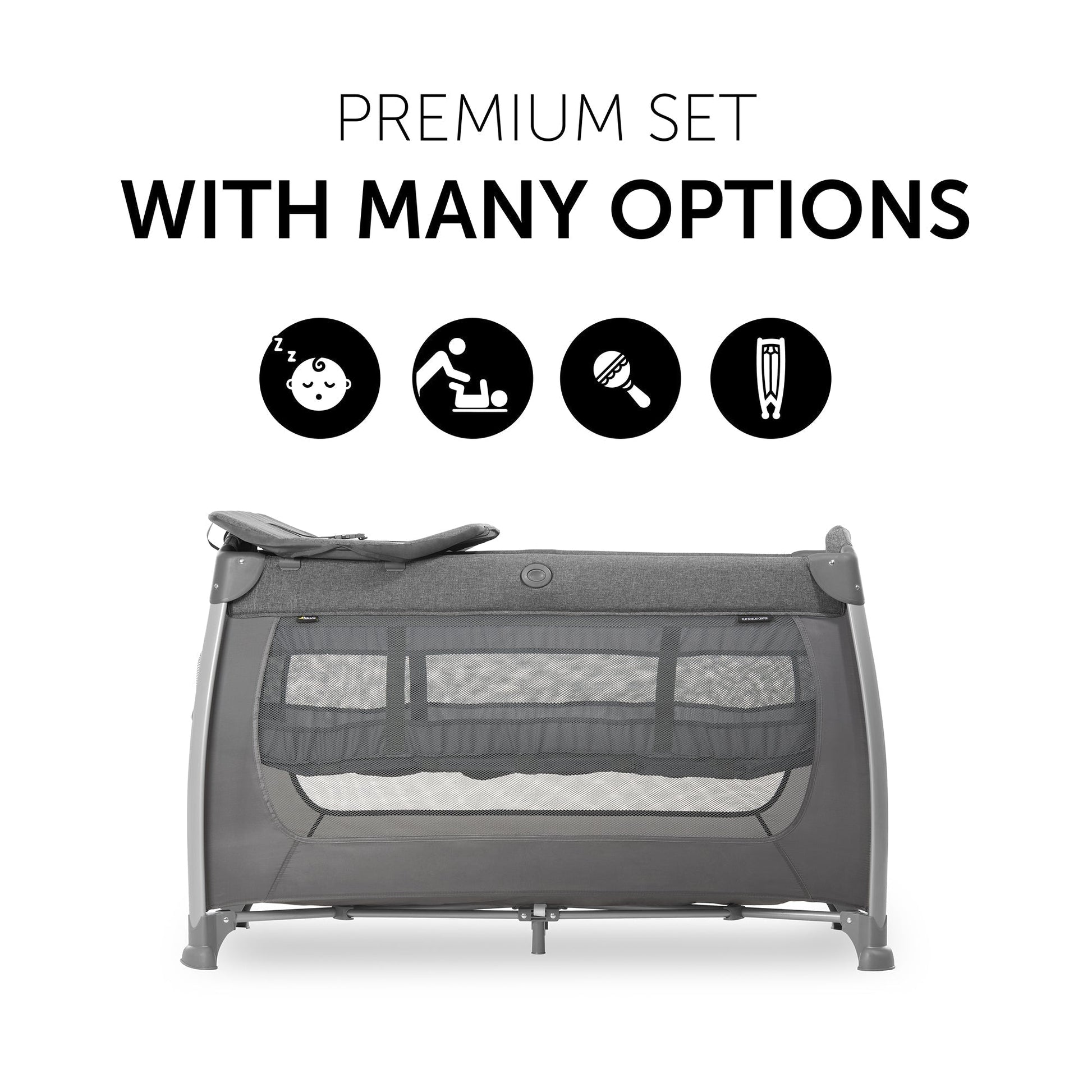 Hauck Play N Relax Center Playard Charcoal Birth+ to 36M