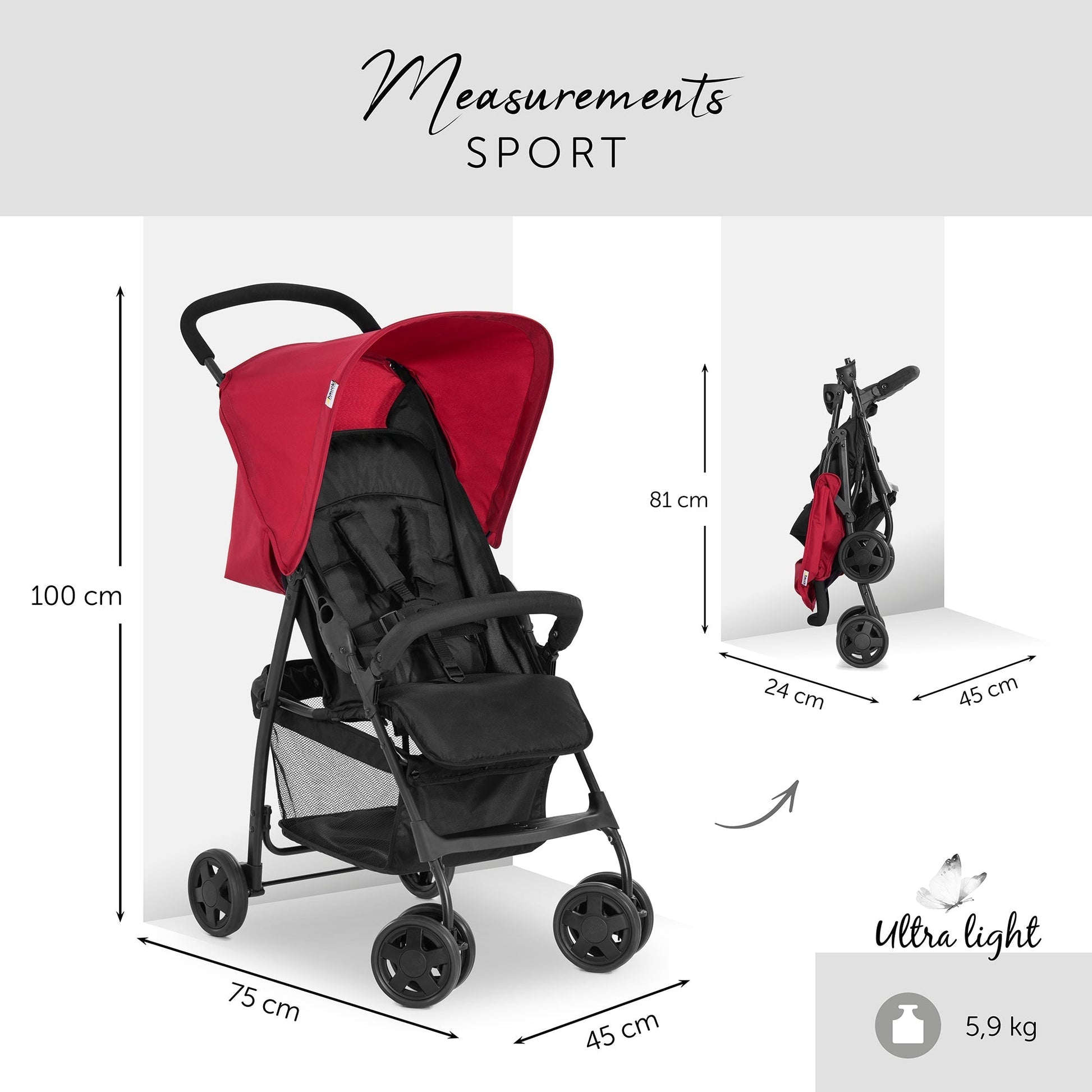 Hauck Red Color Sport Stroller Birth+ to 36months