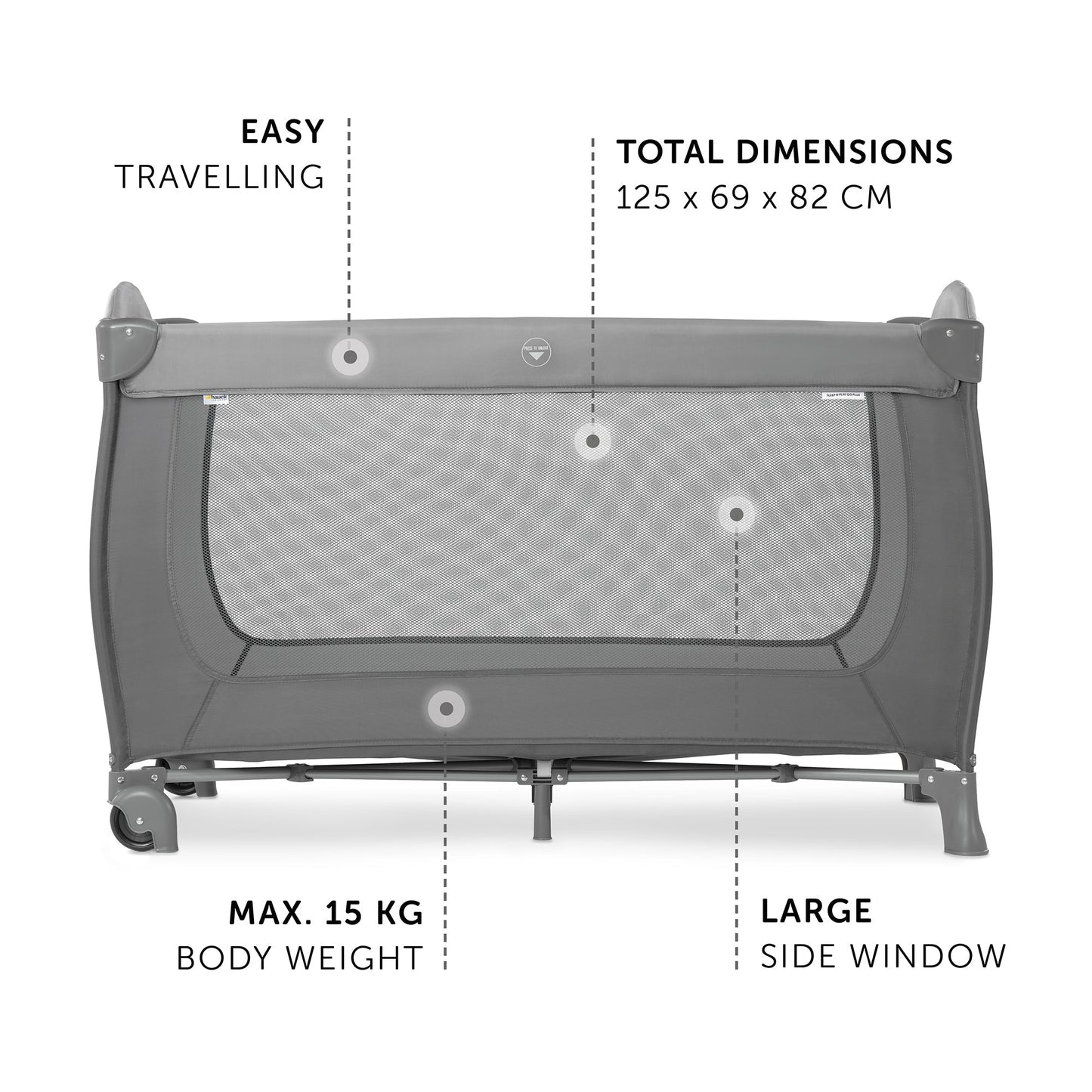 Hauck Sleep N Play Go Plus Playard Grey Birth+ to 36M