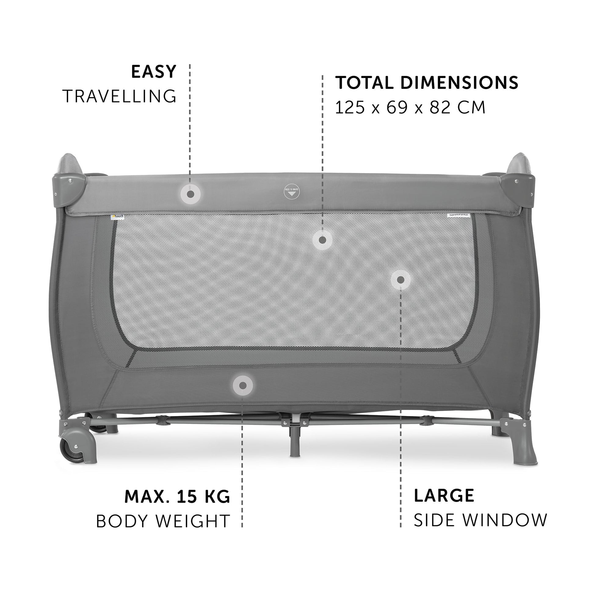 Hauck Sleep N Play Go Plus Playard Grey Birth+ to 36M
