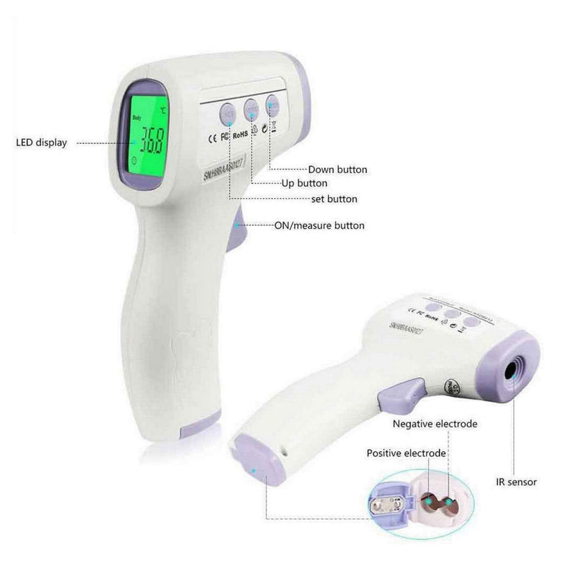 Hetieda No-Contact Infrared Thermometer Thermometer  White 3M To Adult