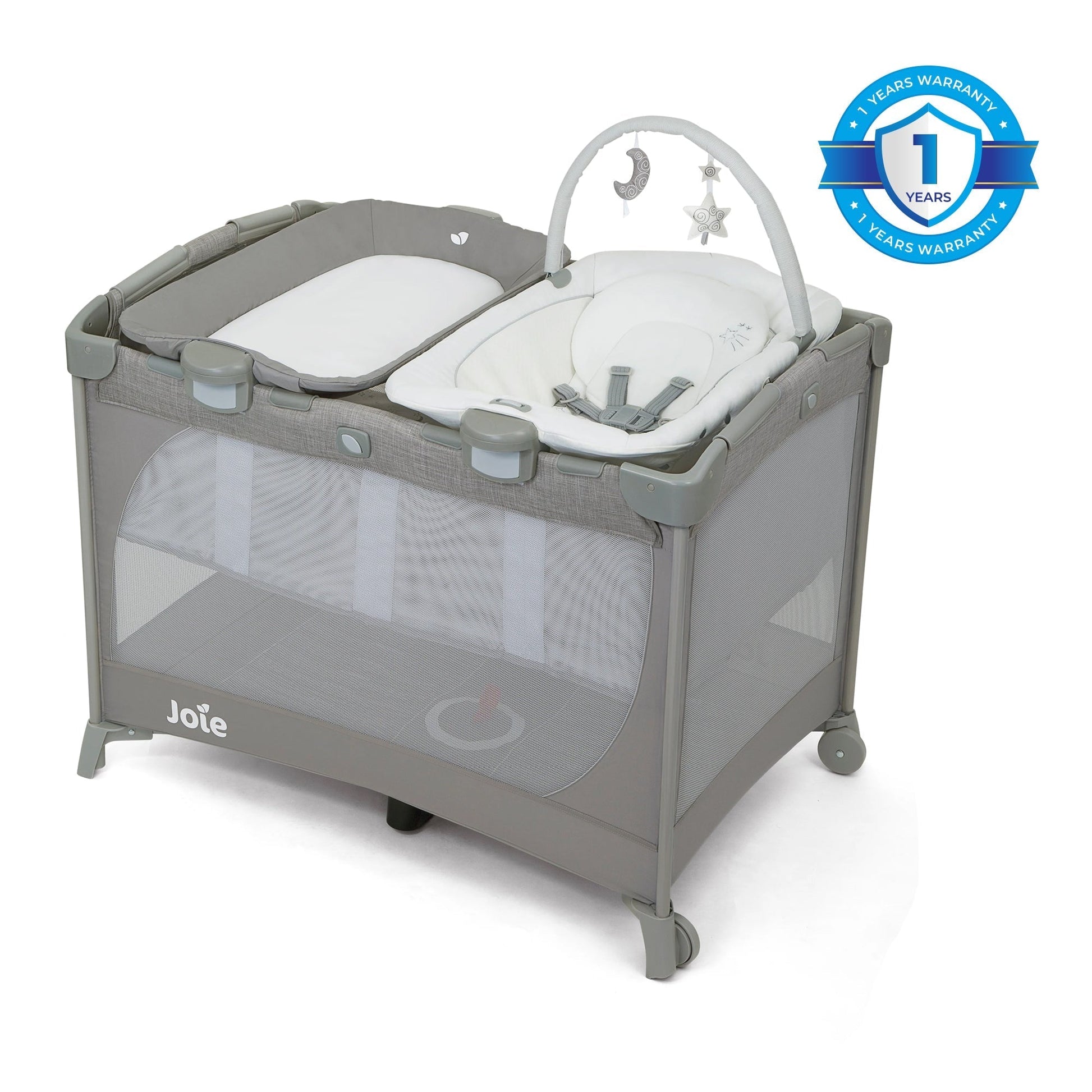 Joie Commuter Change & Bounce Natures Playard - Fashion Alphabet - Birth+ to 36months