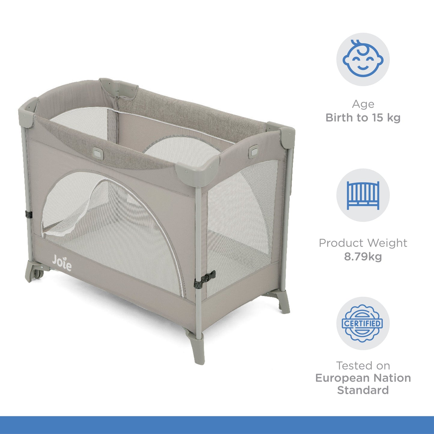 Joie Kubbie Sleep Playard - Fashion Satellite - Birth+ To 36Months - Distress Box - Distressed