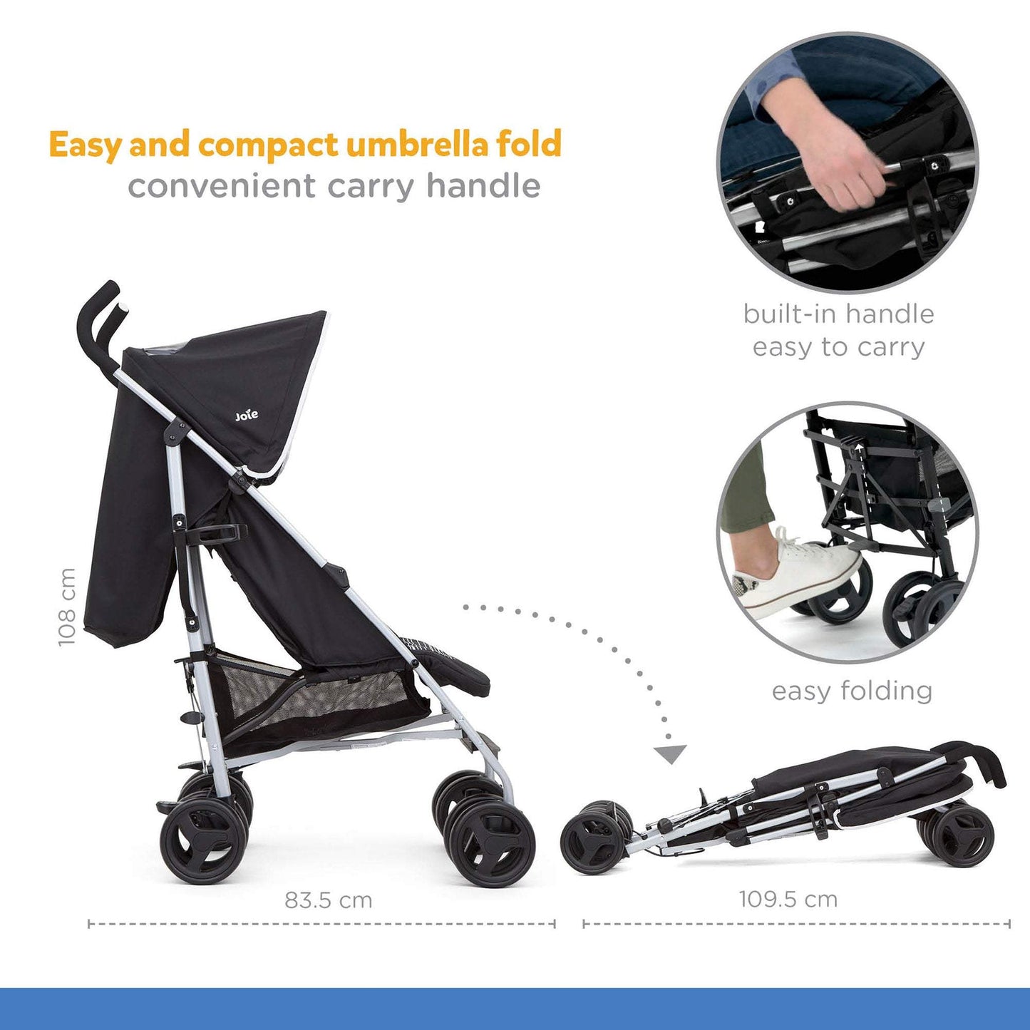 Joie Rapid Stroller-Birth to 36months (Skewed Lines Caviar) || Distress Box - Distressed