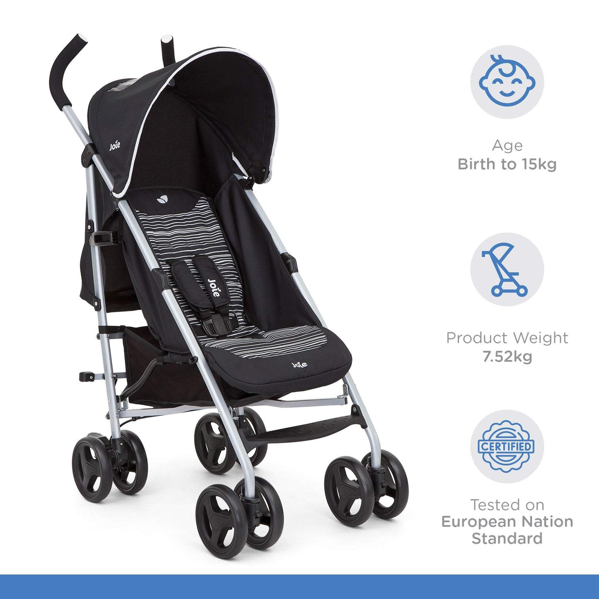 Joie Rapid Stroller-Birth to 36months (Skewed Lines Caviar) || Distress Box - Distressed