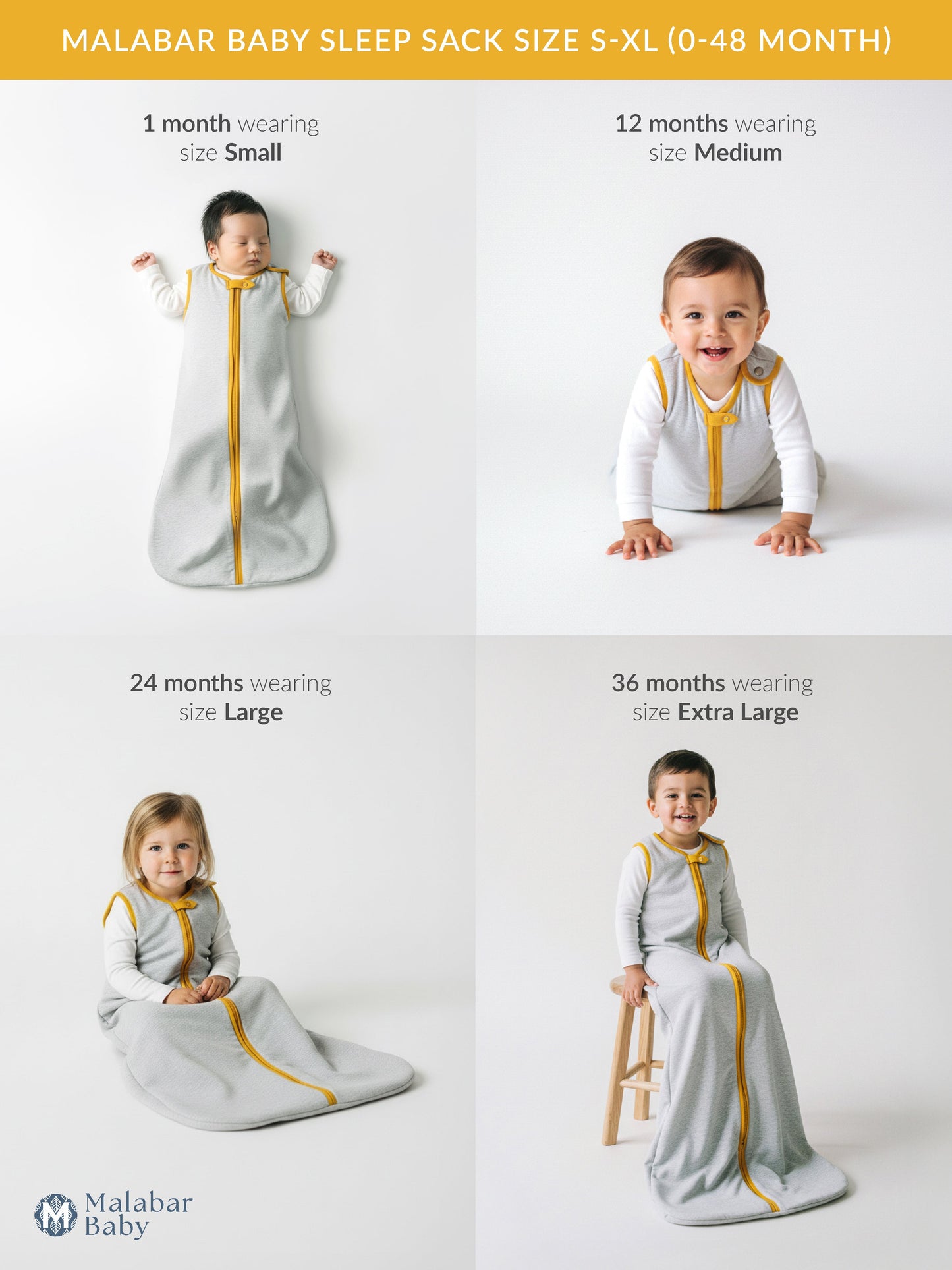 Malabar Baby TOG 0.6 (Lightweight) - Erawan Grey Wearable Baby Sleep Sack