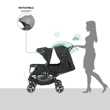 Moon Magnum Twin Stroller Black Birth to 15 kg - Open Box