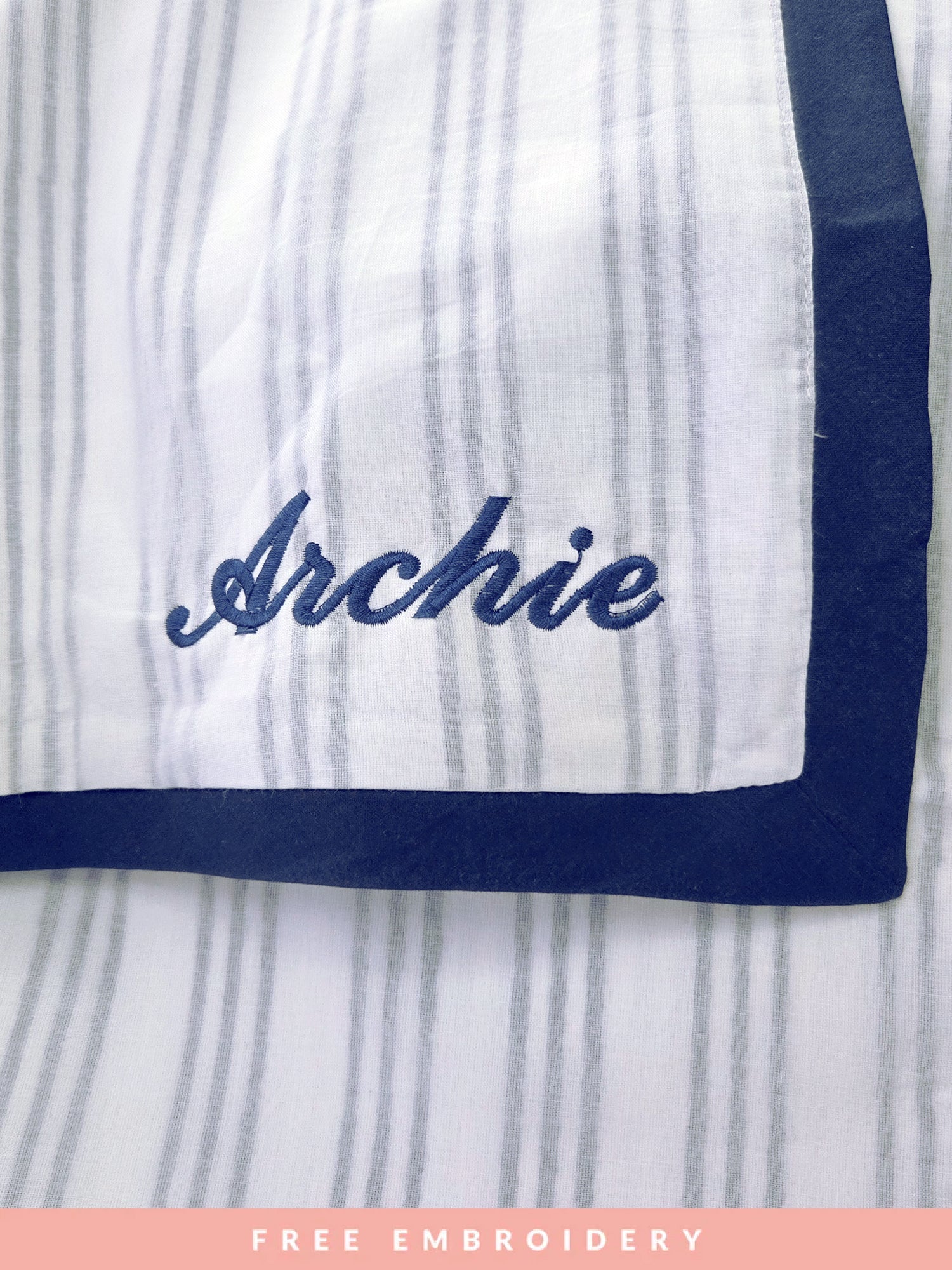 Malabar Baby Cairo Blue Striped Cotton Dohar Blanket