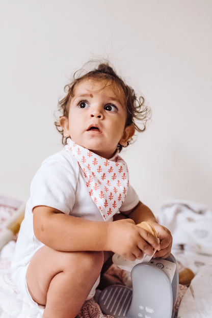 Malabar Baby Organic Cotton Bandana Bib, Mitten, Hat Set - Pink City