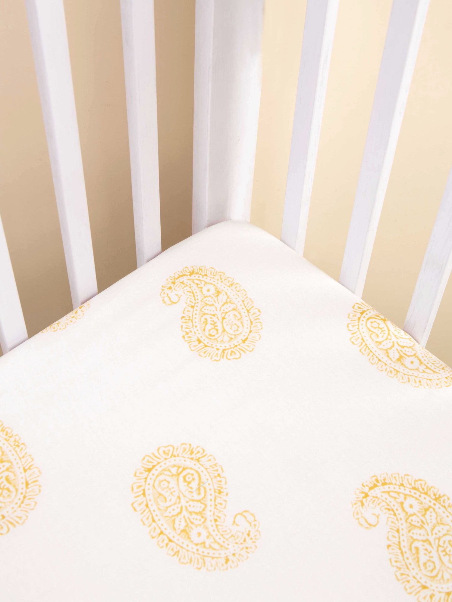 Malabar Baby Mustard Paisley Fitted Crib Sheet