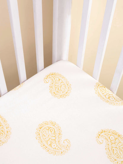 Malabar Baby Mustard Paisley Fitted Crib Sheet