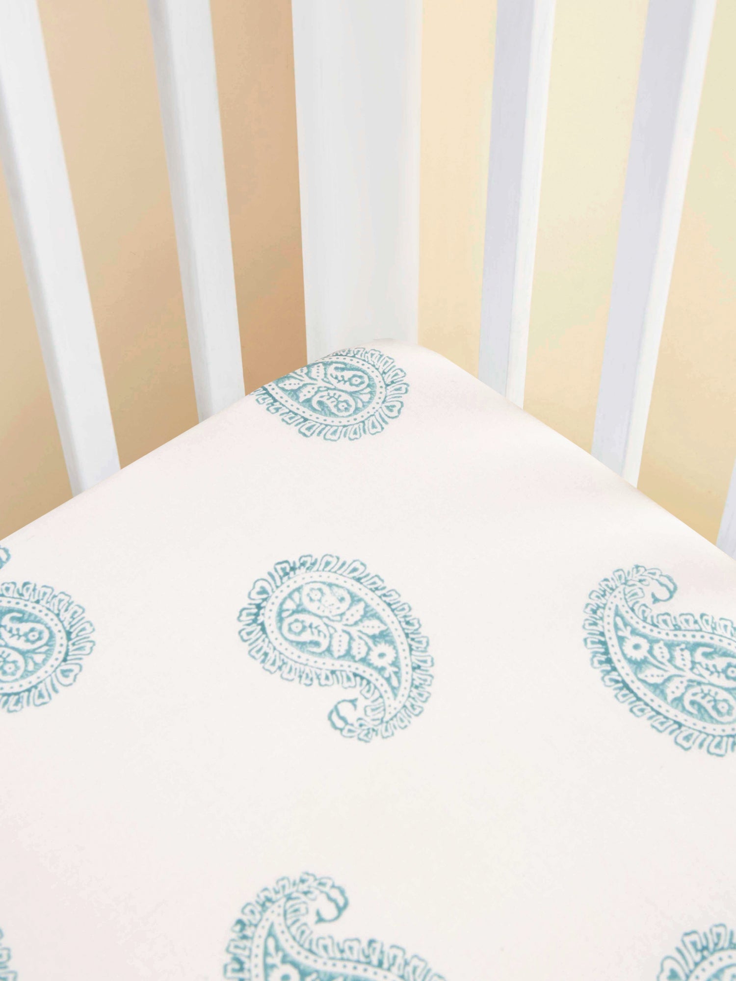 Malabar Baby Teal Paisley Fitted Crib Sheet