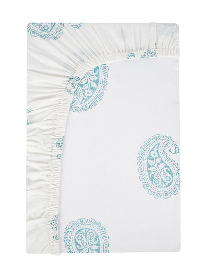 Malabar Baby Teal Paisley Fitted Crib Sheet