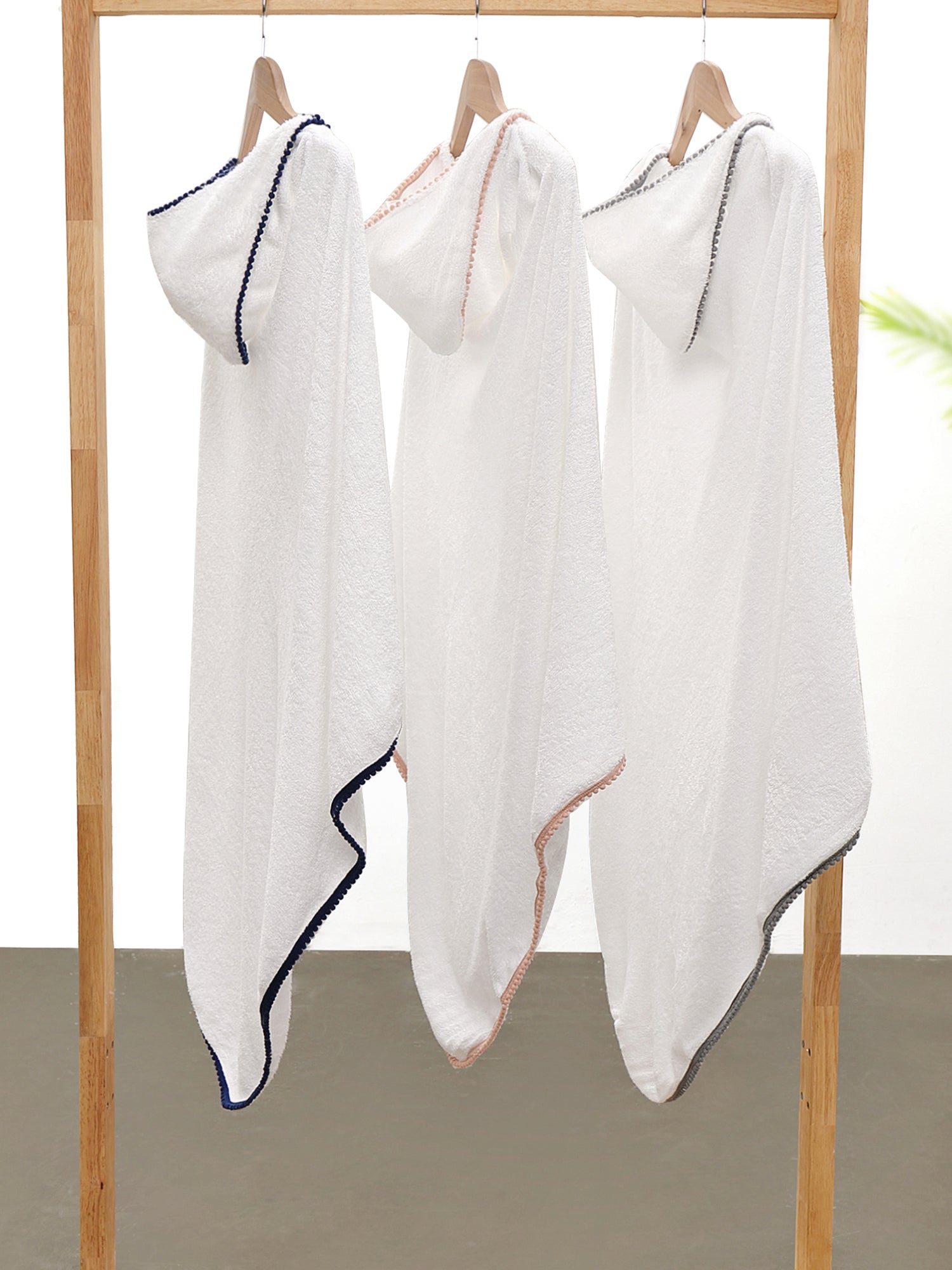 Malabar Baby Bamboo Cotton Pom Pom Hooded Towel