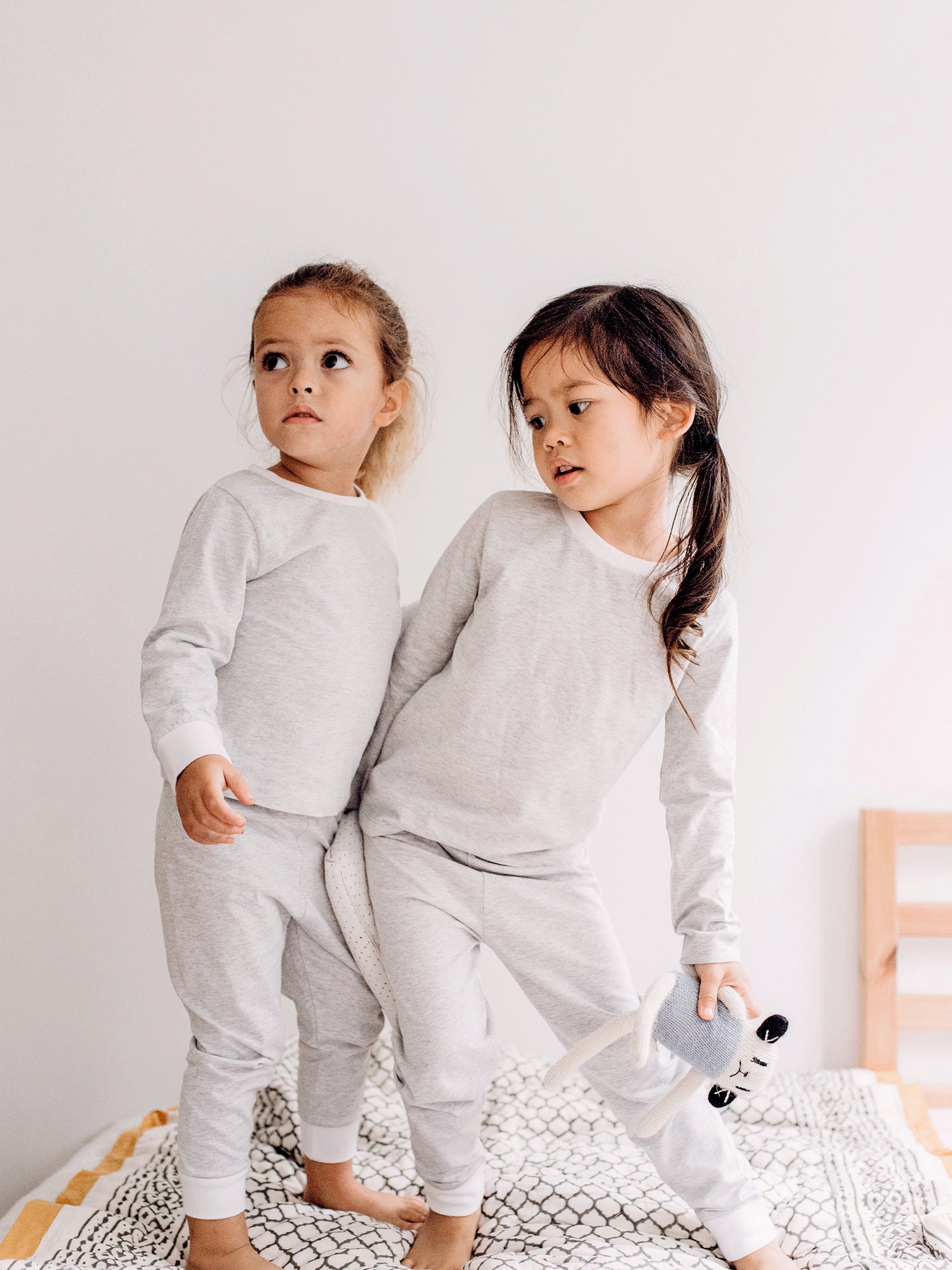 Malabar Baby Twinning Set - Toddler & Big Kid Cotton Knit PJ Set (Erawan Grey)
