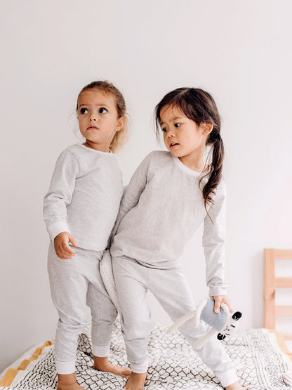 Malabar Baby Twinning Set - Toddler & Big Kid Cotton Knit PJ Set (Erawan Grey)