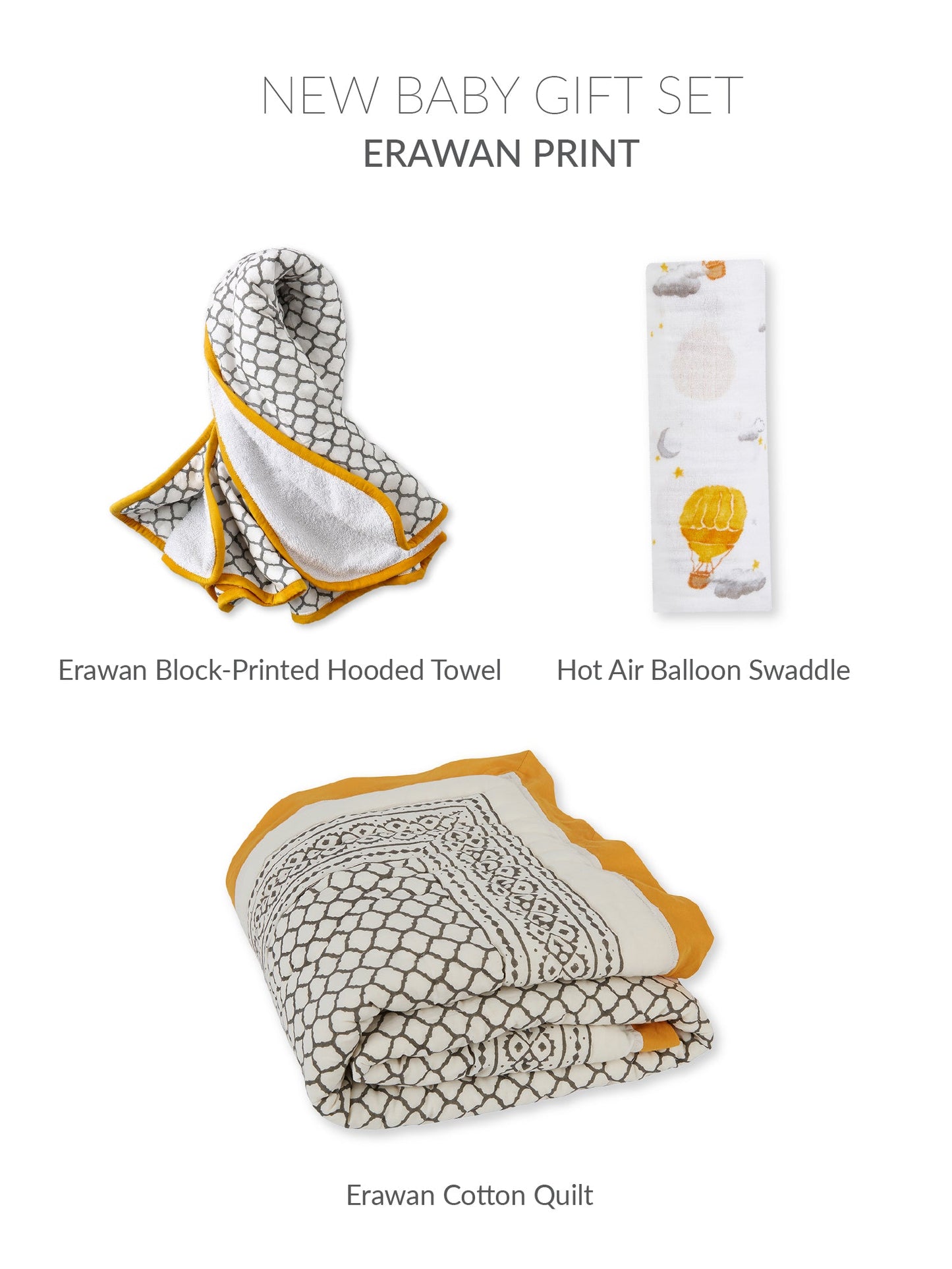 Malabar Baby New Baby Gift Set - Yellow Mustard and Grey