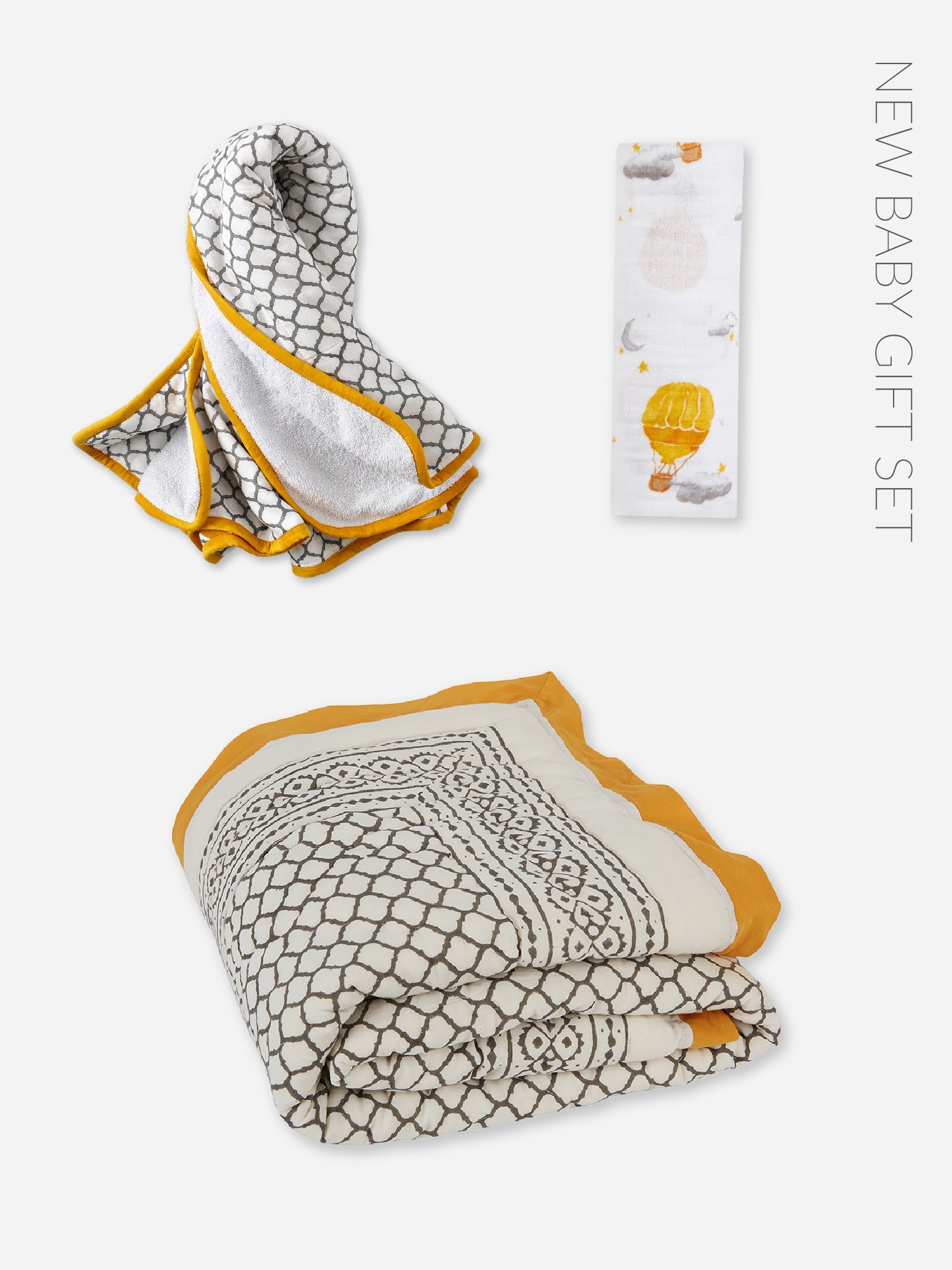 Malabar Baby New Baby Gift Set - Yellow Mustard and Grey