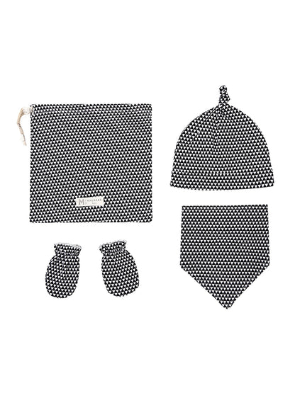 Malabar Baby Organic Cotton Bandana Bib, Mitten, Hat Set - Greenwich